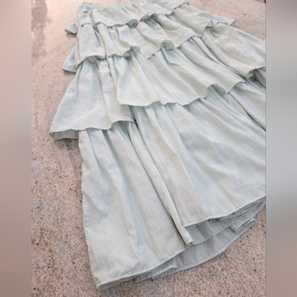 Tiered Maxi Skirt in Sage Green - Women's Flowing Maxi - Picture 7 of 13